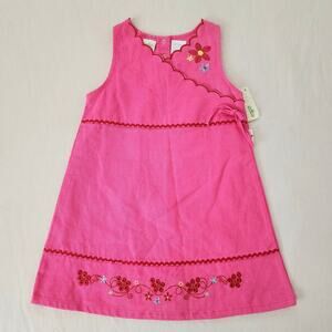 Vintage Y2k Deadstock Pink Embroidered Dress 5t